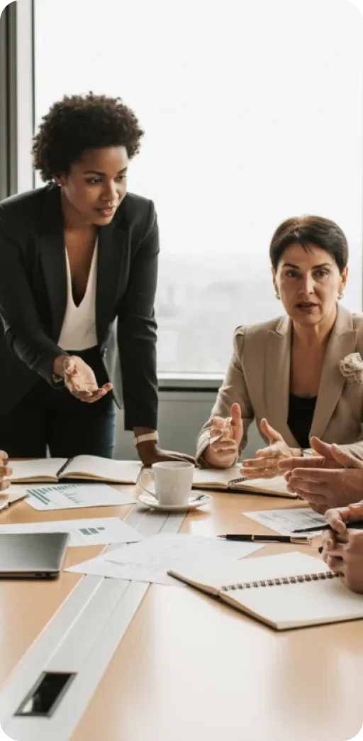 Marketing specialists discussing documents